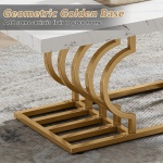 Coffee Table, 47? Faux Marble Cocktail Table with Geometric Frame - Image 7