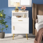 Nightstand, 32? Tall Bedside Table with Drawer & Doors - Image 5