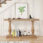 Console Table, 63? Solid Wood Entryway Table with Floor Shelf - Image 5