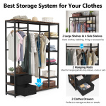 Freestanding Closet Organizer, 59? Garment Rack with 2 Drawers - Image 6