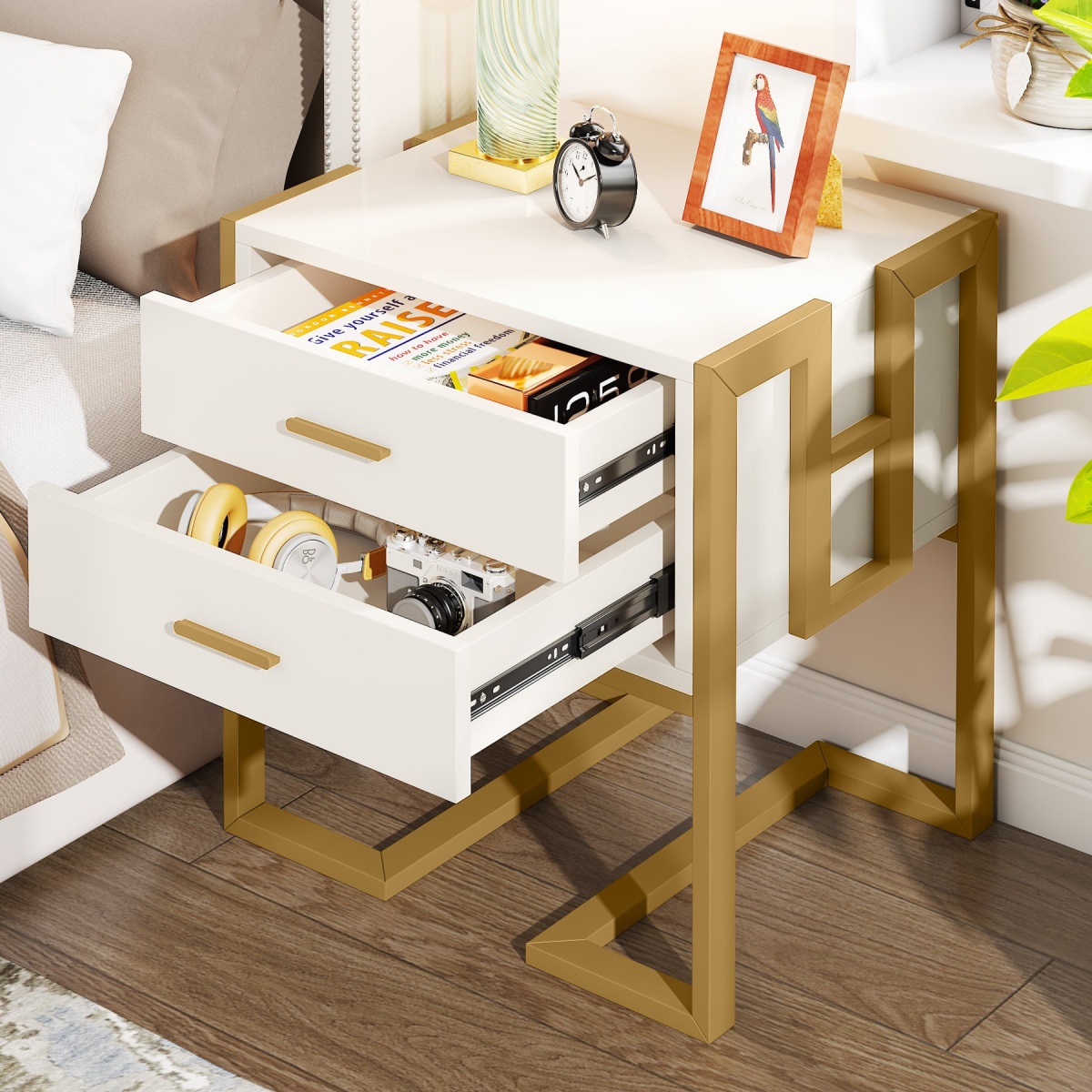 Nightstand, 21? Wide Bedside End Table with 2-Drawer - Image 6
