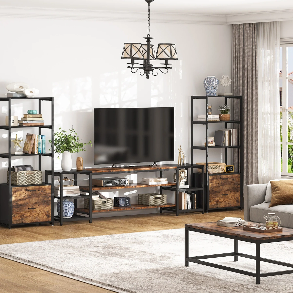 TV Stand, 3-Tier Media Entertainment Center for TV up to 85? - Image 5
