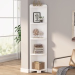 Corner Shelf, 5 Tier Wood Wall Corner Bookshelf Storage Rack - Image 5