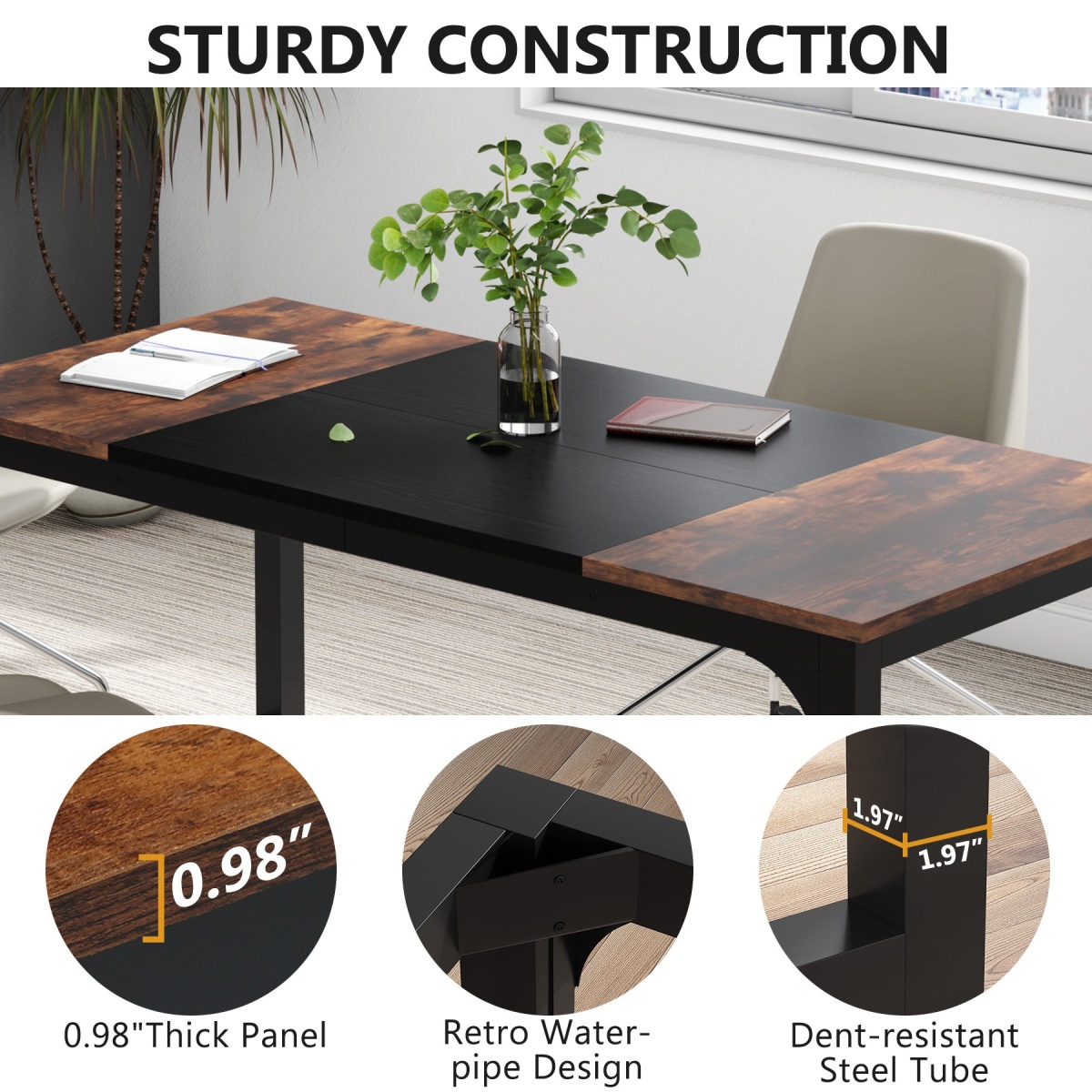 Conference Table, Rectangular Meeting Seminar Table Boardroom Desk - Image 14