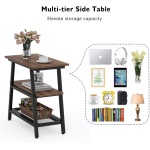 End Table, 3-Tier Vintage Bed Side Table Night Stand - Image 6