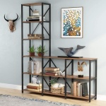9 Shelves Bookshelves, Industrial Ladder Corner Etagere Bookcase - Image 4