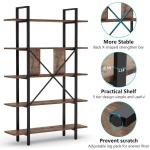 Bookshelf, 5-Tier Industrial Bookcase Display Storage Shelf - Image 6