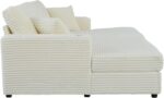 86.5" Oversized Loveseat Double Chaise Lounge Sectional Sofa Corduroy Upholstered Sleeper Sofabed Recliner Couch Daybed with Dual USB Ports , Two Cup Holders and Throw Pillows for Living Room Bedroom - Image 4
