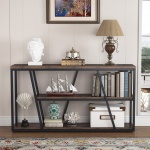 Console Table, Industrial 3-Tier Sofa Entryway Table with Open Shelves - Image 5