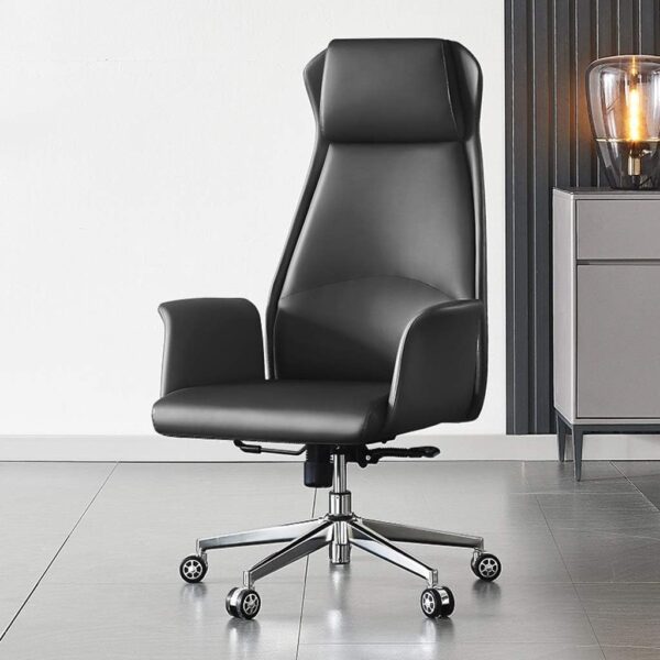 Leather Boss Chair, Home Computer Chair, Lift Swivel Chair, Ergonomic Study Chair for Work, Office Chair (Color: Microfiber Leather - Brown) TDF