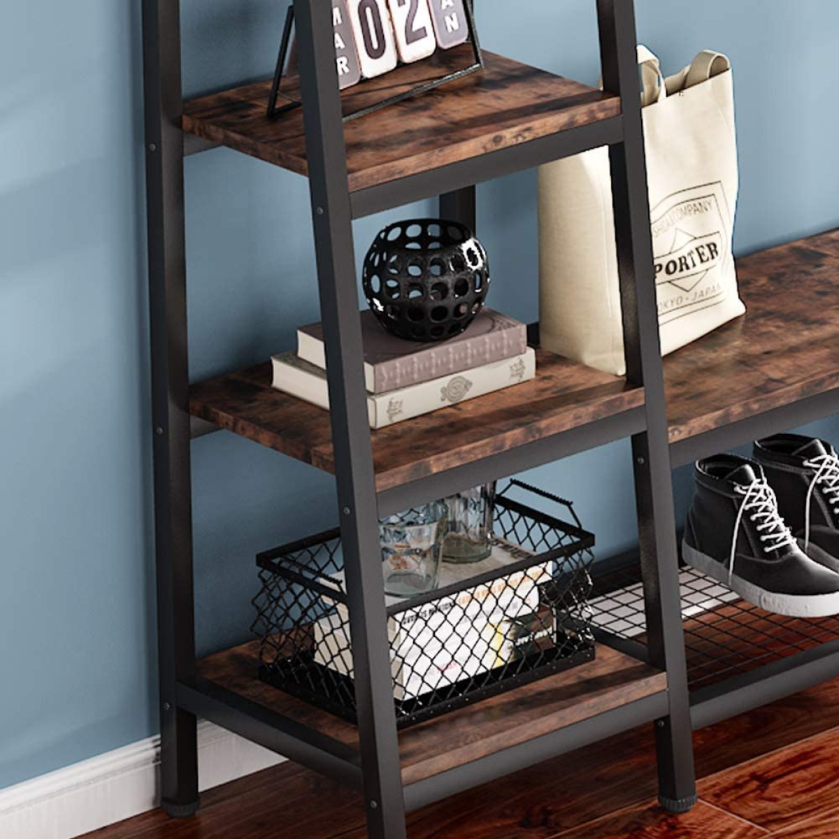 Freestanding Closet Organizer, Hall Trees with Shoes Bench - Image 6