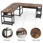 L-Shaped Desk, 70 Inch Computer Desk with Bookcase - Image 5