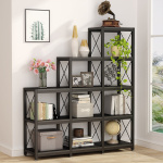 Bookshelf, 12 Shelves Industrial Ladder Etagere Bookcase - Image 4