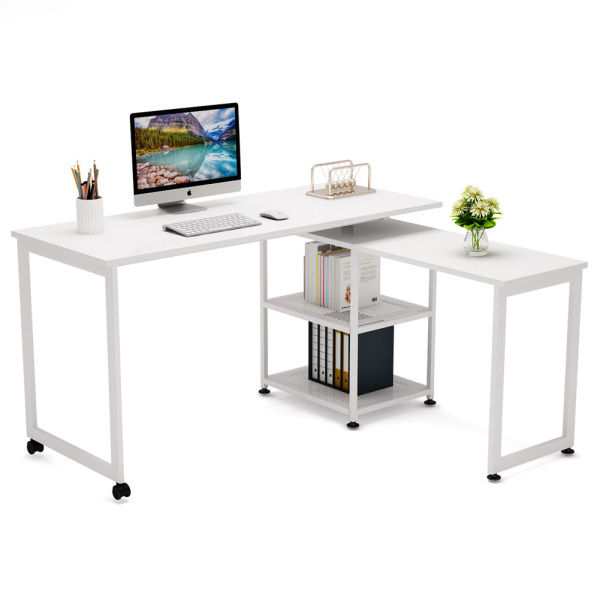 Rotating Desk, 360? Rotating Reversible L-Shaped Corner Desk