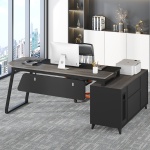 L-Shaped Desk, 70.8 Inch Executive Desk with 47.2 Inch File Cabinet - Image 4