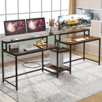 Two Person Desk, 93? Double Computer Desk With USB Ports & Power Outlet