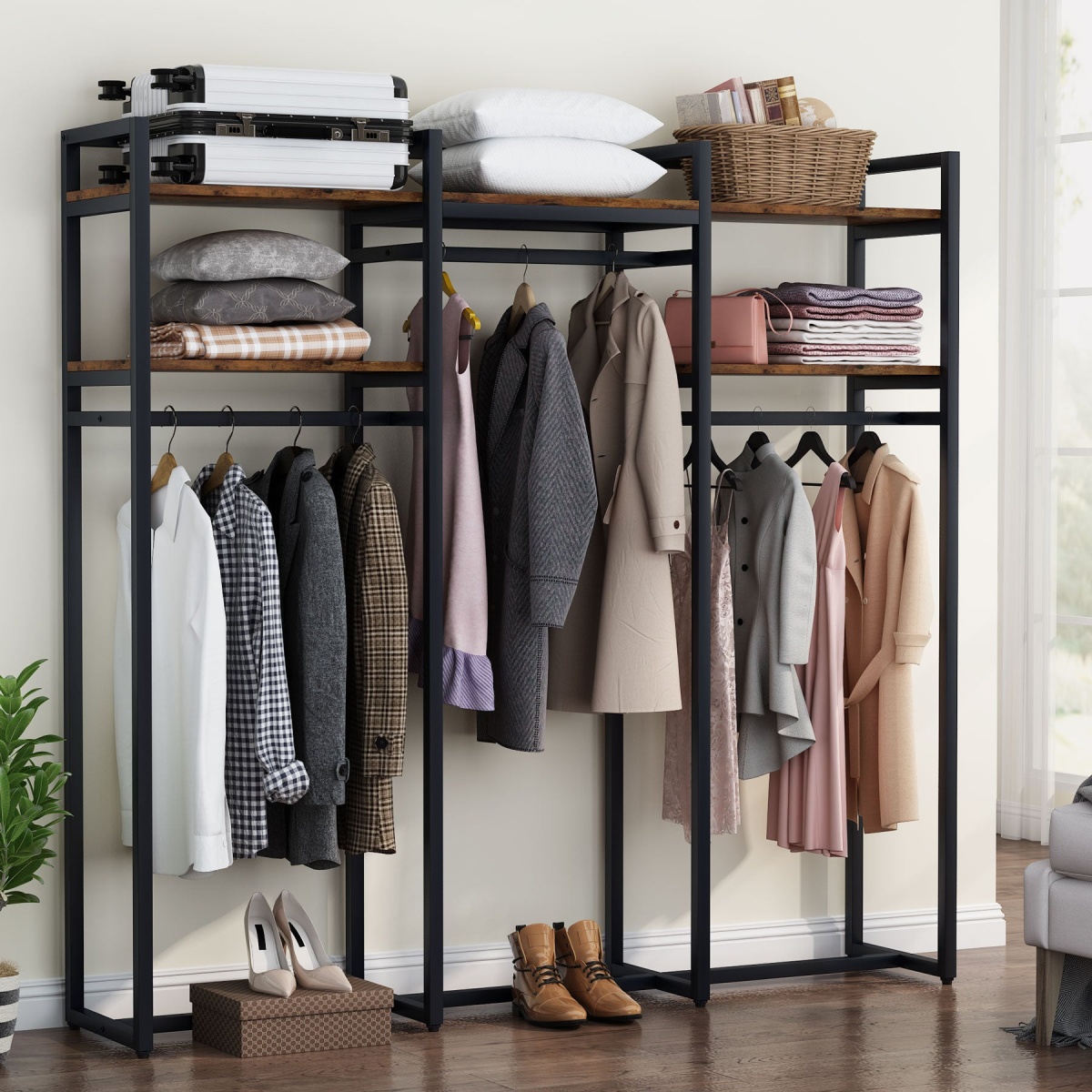 Freestanding Closet Organizer, 75 inch Heavy Duty Garment Rack - Image 6