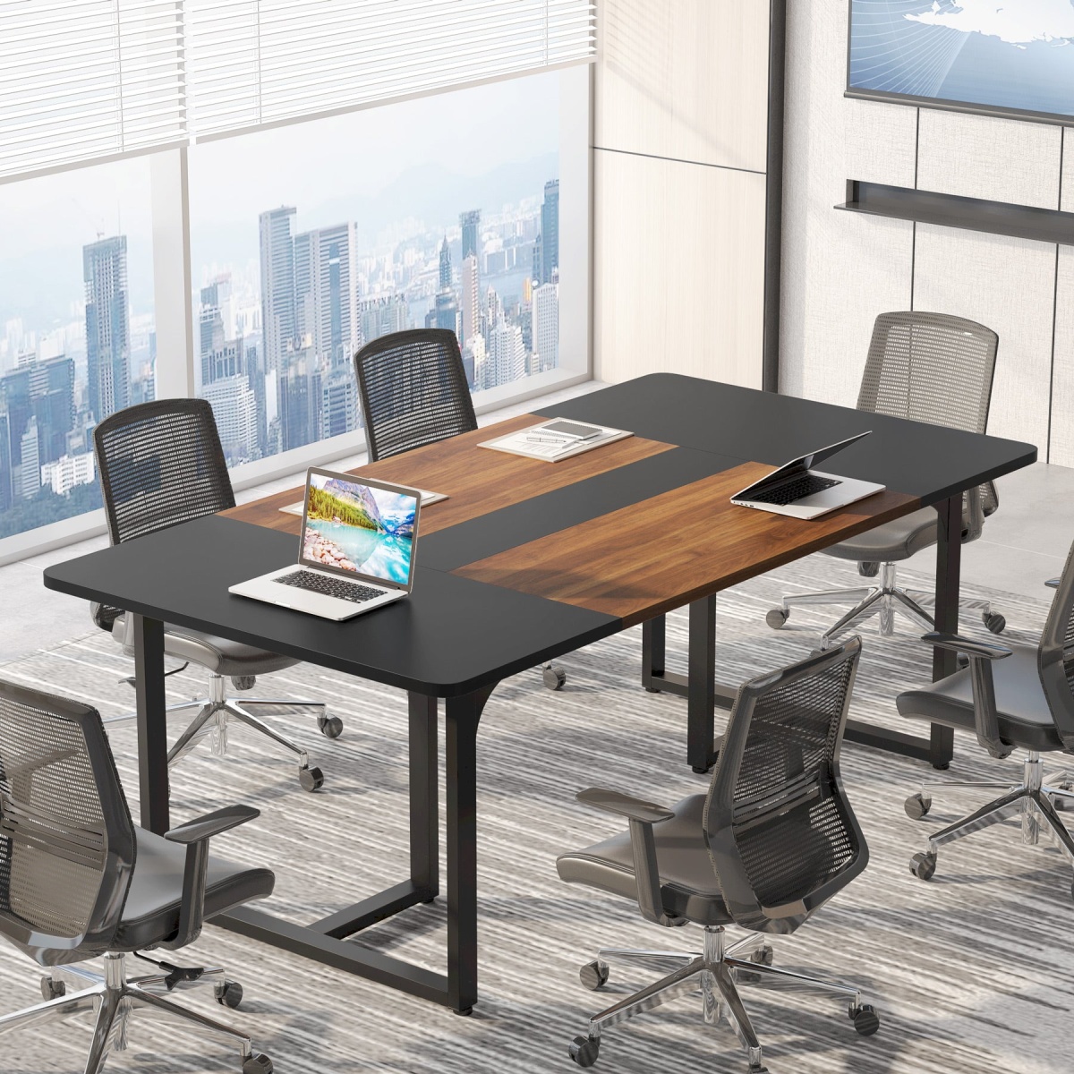 Conference Table, 6FT Rectangle Meeting Table for 8 People - Image 2