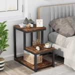 End Table with Storage Shelf, 3-Tier Industrial Ladder-Shaped Nightstand - Image 6