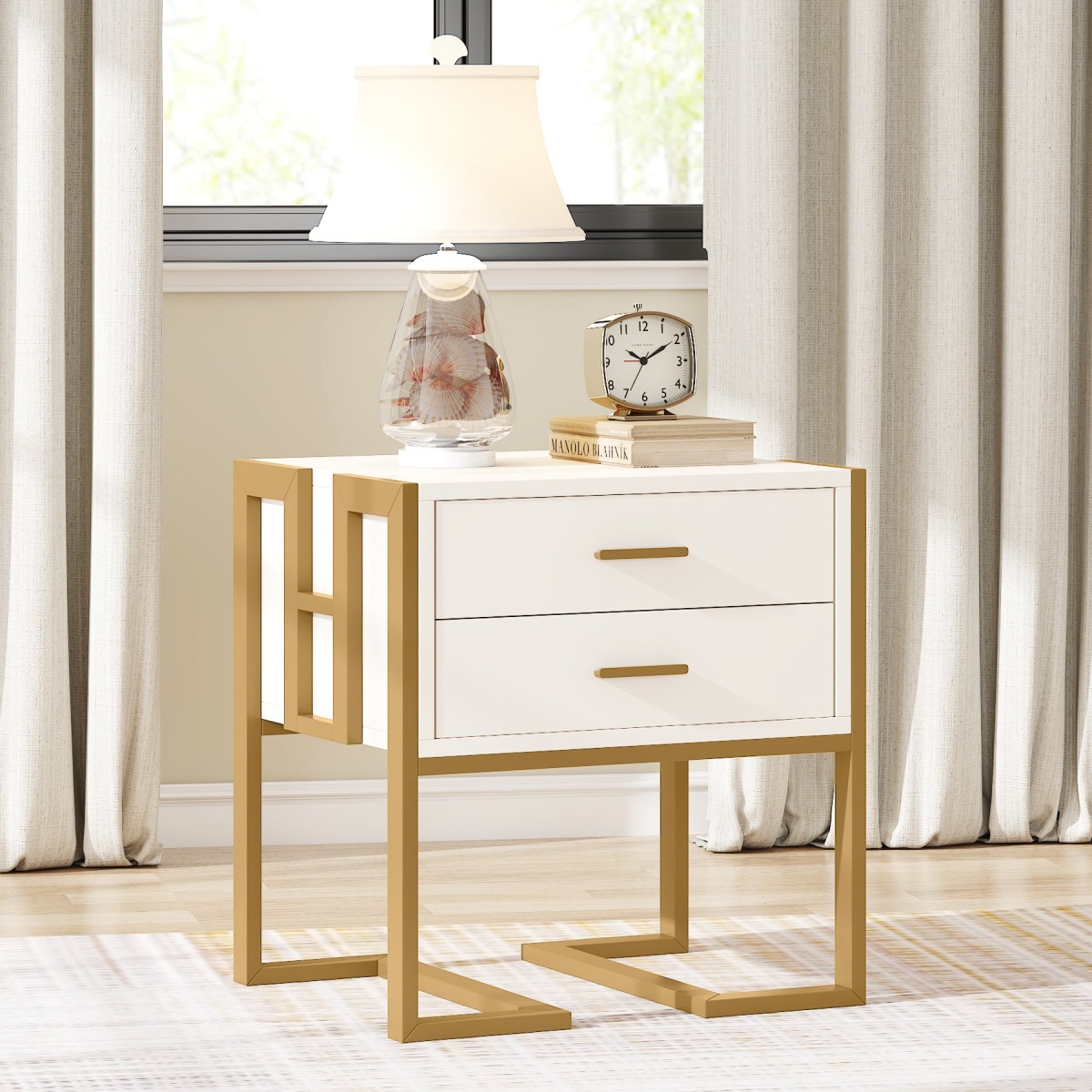 Nightstand, 21? Wide Bedside End Table with 2-Drawer - Image 4