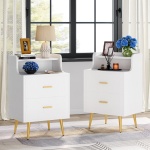 Nightstand, Modern Bedside Table with 2 Drawers - Image 10