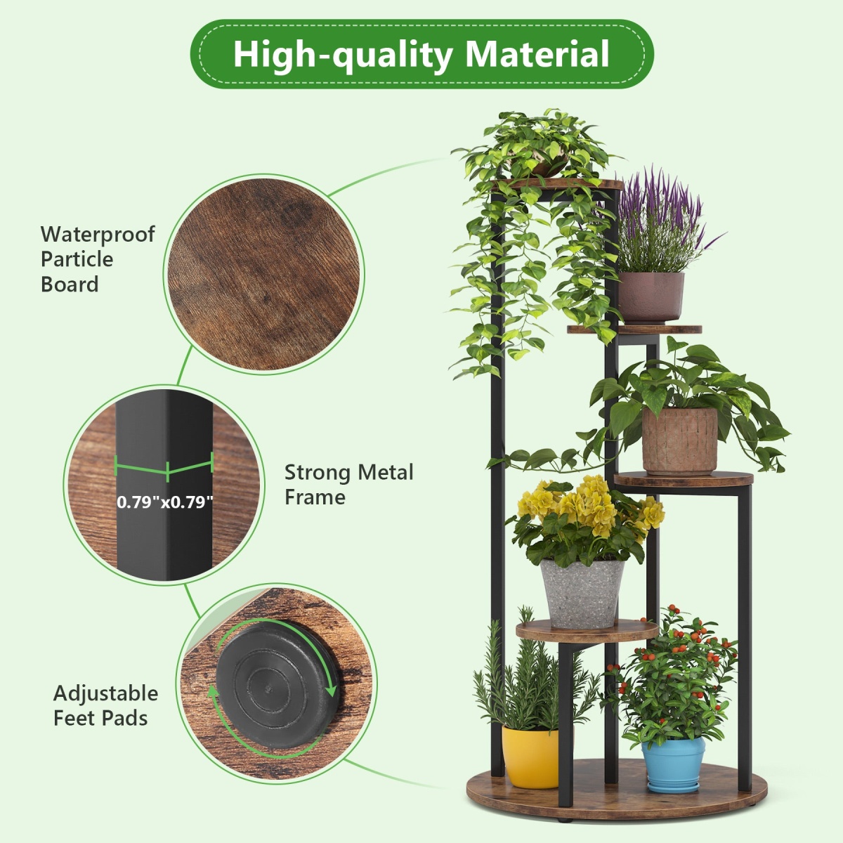 Plant Stand, 4-Tier Plant Shelf Holders Corner Flower Pot Stands - Image 6