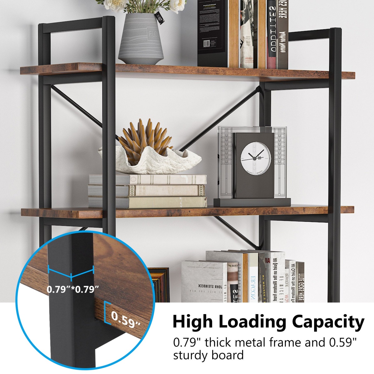 Bookshelf, 5 Tier Bookcase Display Shelf Unit - Image 8