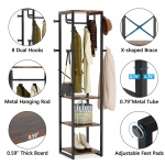 Coat Rack, Freestanding Corner Hall Tree with 4 Shelves 8 Hooks - Image 7