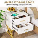 Nightstand, Modern Bedside Sofa Table with 2 Storage Drawers - Image 6