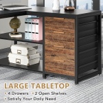 L-Shaped Desk, 59? Reversible Corner Desk with Drawers & Shelves - Image 6