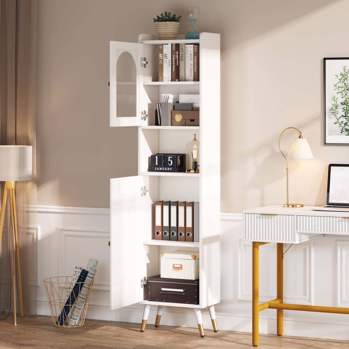 Storage Cabinet, 67?? Bathroom Cabinet with 2 Doors and 6 Shelves - Image 5