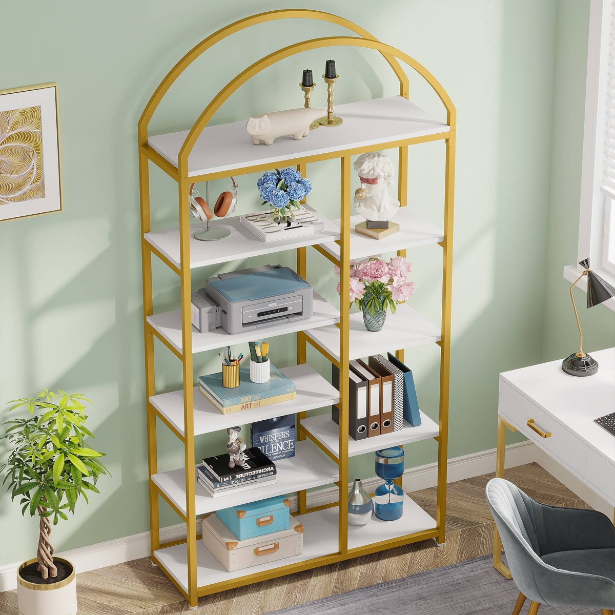 Bookshelf, 9-Tier Modern bookcase with Open Shelves - Image 5
