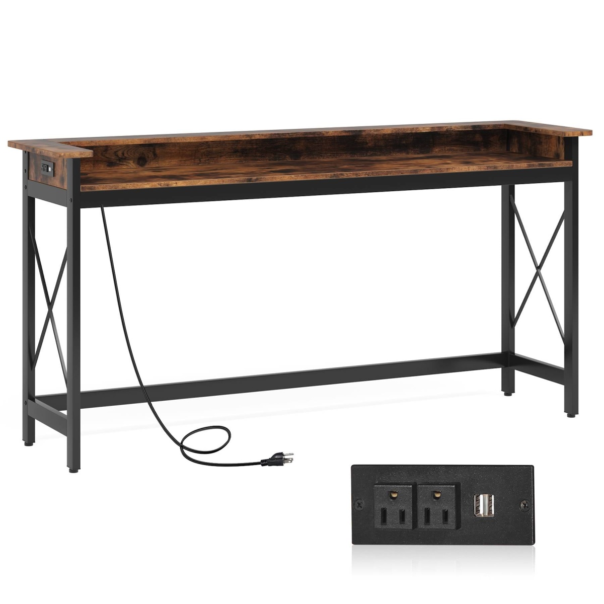 Console Table, 70.9? Sofa Table with Outlets and USB Ports - Image 2