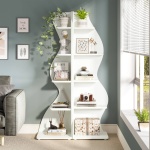 Corner Shelf, Modern 5-Tier Wall Corner Bookshelf Bookcase - Image 8