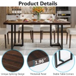 Dining Table, Industrial Rectangular Kitchen Table for 4-6 People - Image 8