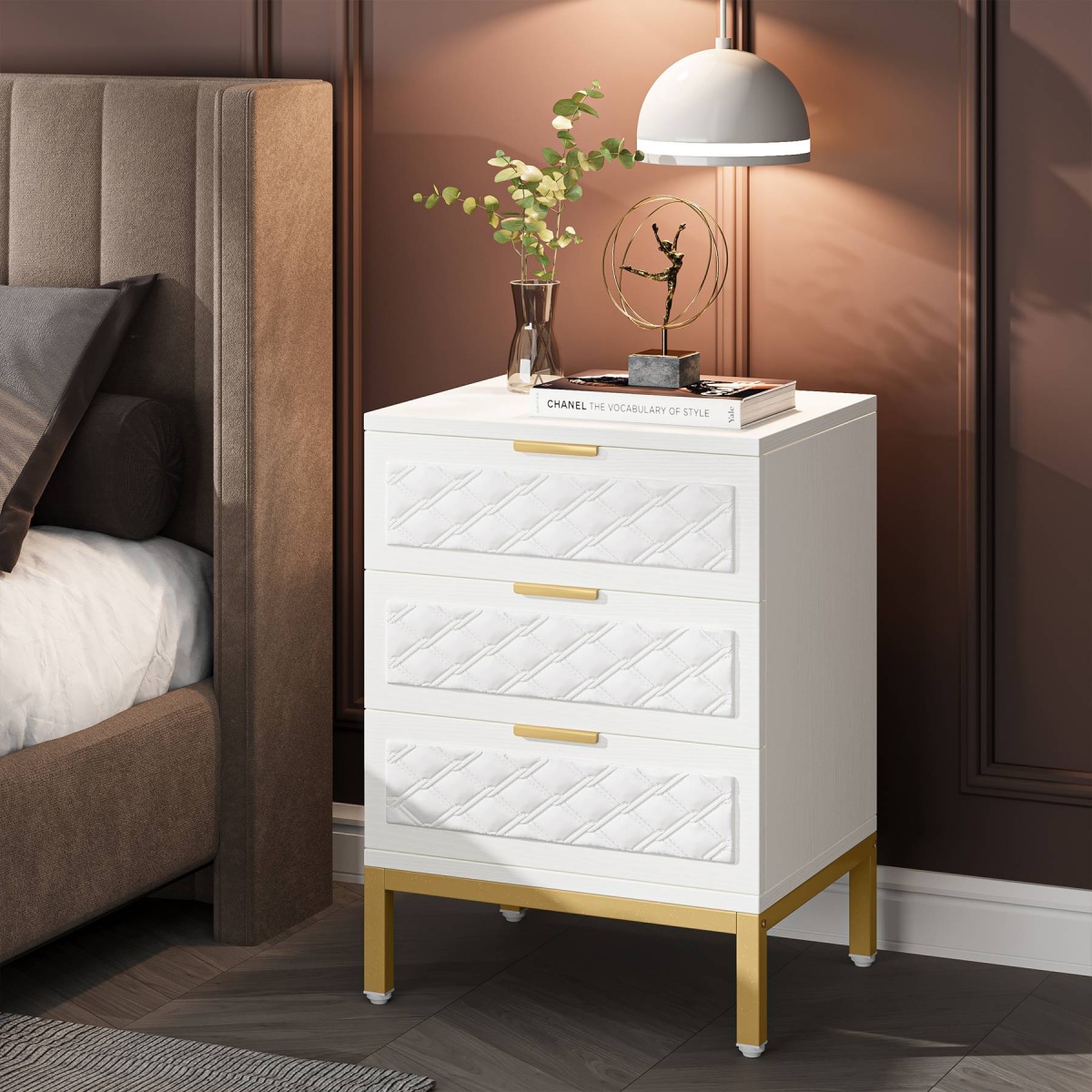 Nightstand, 3-Drawer Modern Beside Table End Table - Image 4