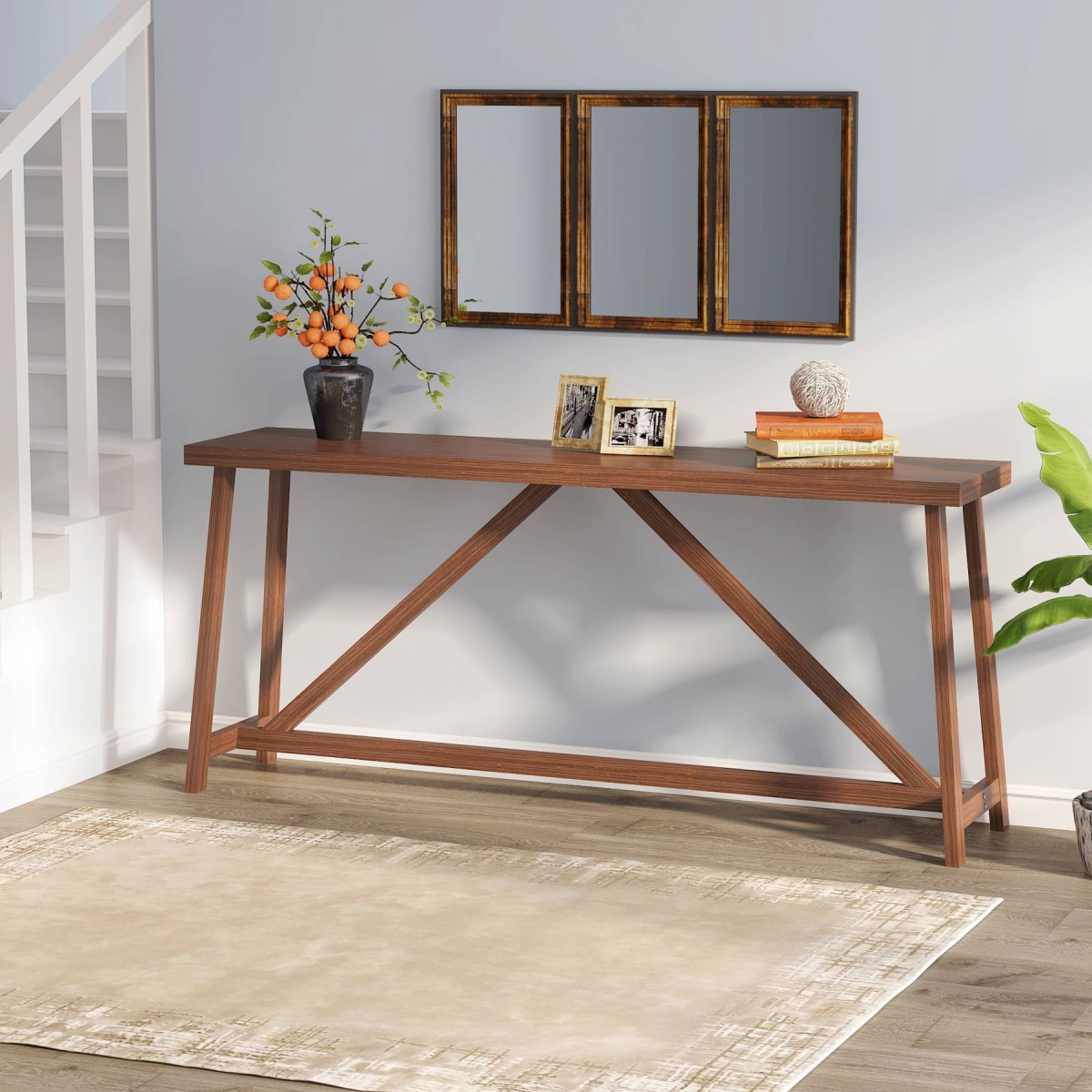 Console Table, 70.9 Inch Solid Wood Sofa Table Behind Couch - Image 5