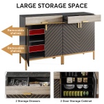 Sideboard Buffet, Modern Kitchen Cabinet with Drawer & Removable Shelves - Image 7