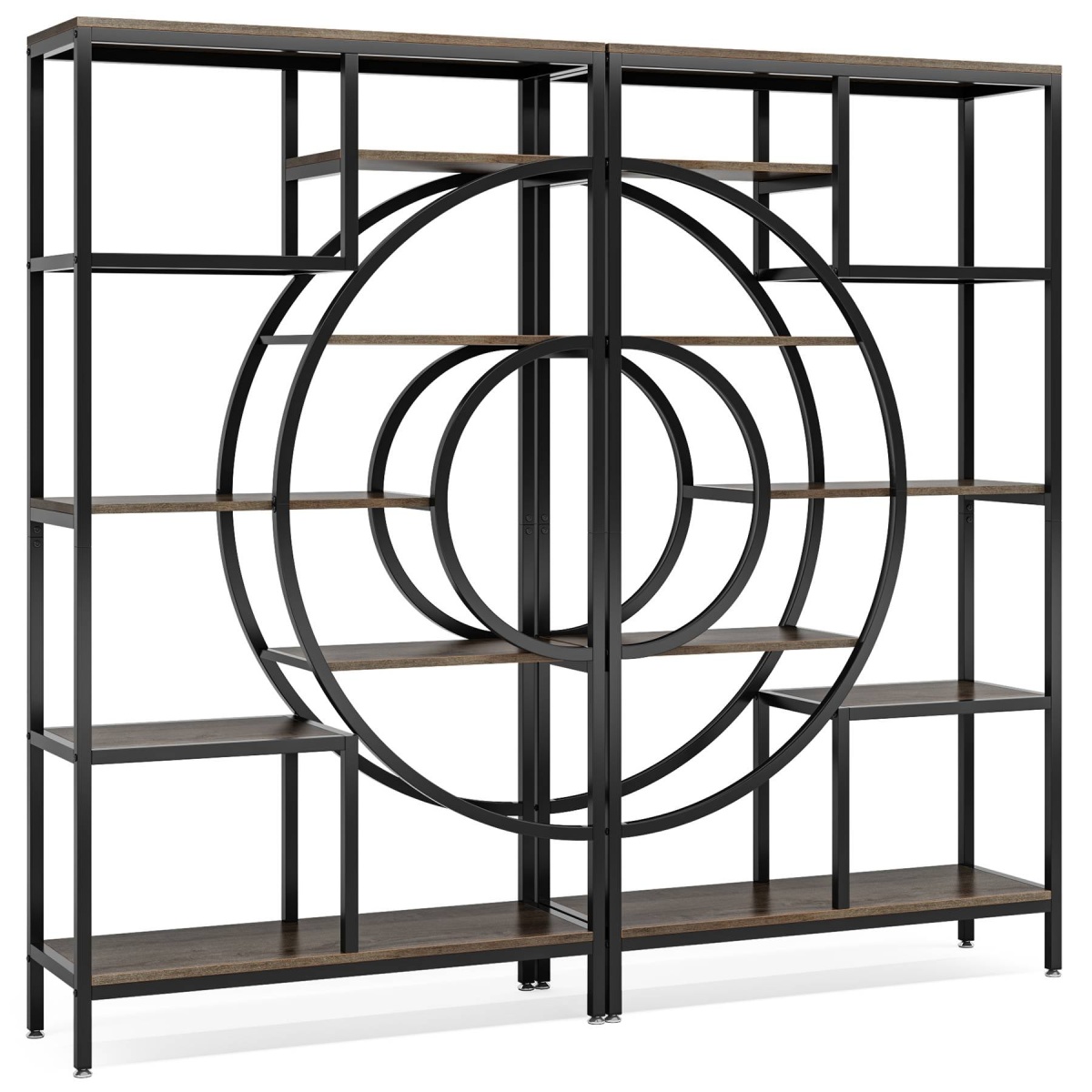 Bookshelf, 71? Geometric Bookcase, Industrial 8-Tiers Etagere Shelving Unit - Image 10