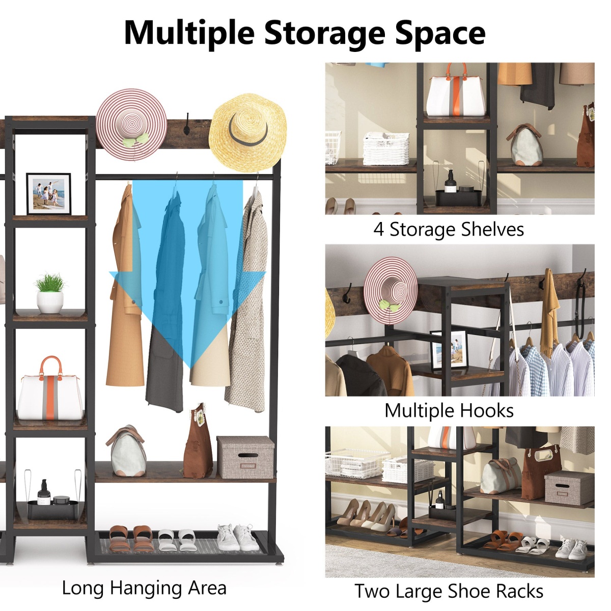 Freestanding Closet Organizer, Clothing Garment Rack - Image 6