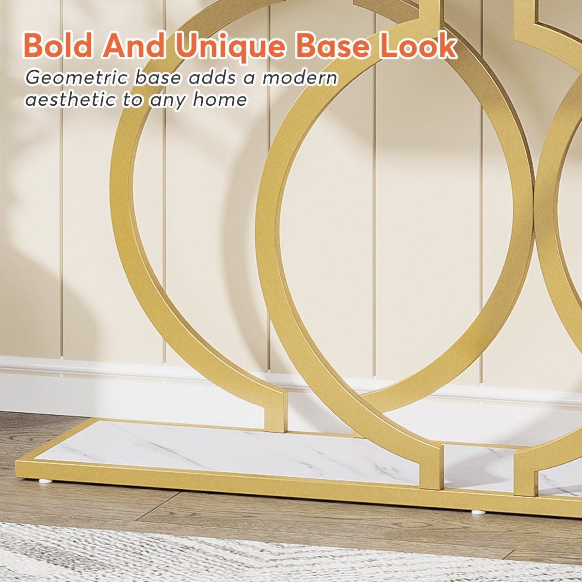 Console Table, 55 inch Faux Marble Entryway Sofa Table - Image 7