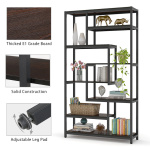 8-Shelves Staggered Bookshelf, Industrial Etagere Bookcase - Image 6