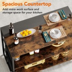Kitchen Island, Industrial Baker?s Rack Table with 5 Storage Shelves - Image 6
