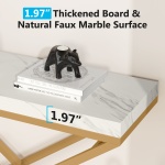 Console Table, 42? White Faux Marble Sofa Table Behind Couch - Image 7