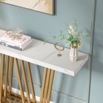Console Table, 55? Modern Sofa Table with Faux Marble Surface - Image 6