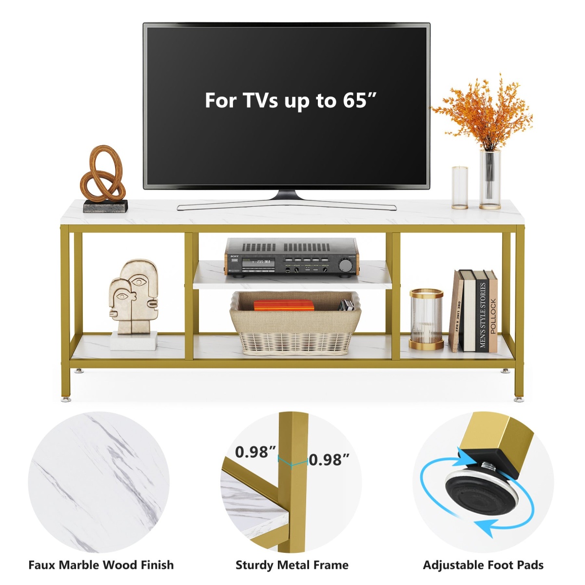 TV Stand for 65 Inch TV, 59 Inch Modern TV Console Table - Image 7