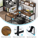 L-Shaped Desk, Computer Desk with Hutch, Study Corner Desk - Image 7