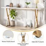 Console Table, 70.9 Inch Sofa Table Hallway Table, White and Gold - Image 6