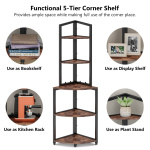 Corner Shelf, 60 Inch Corner Bookshelf Ladder Shelf Plant Stand - Image 7