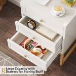 Nightstand, Modern Bedside End Table with 3 Drawers - Image 7